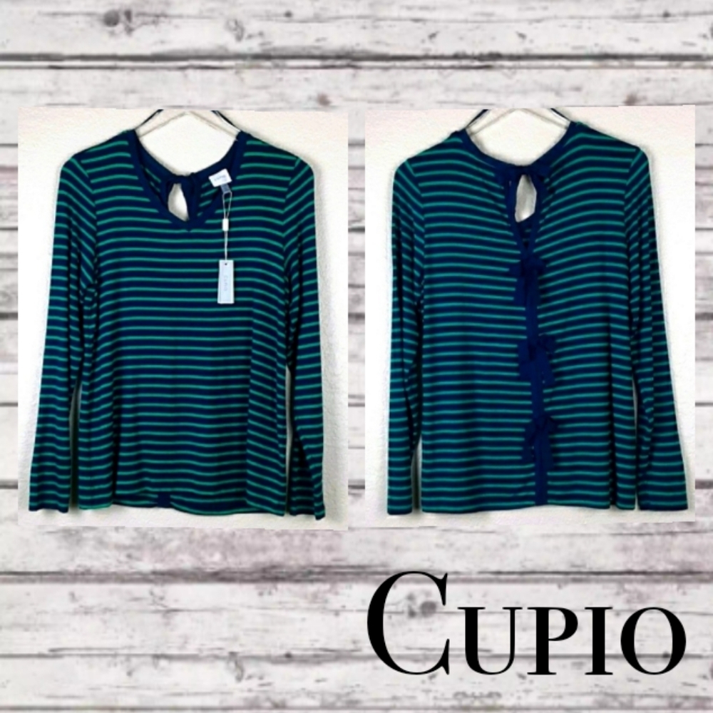 NWT Cupio Bow Tie Back Detail Stripe Longsleeve
